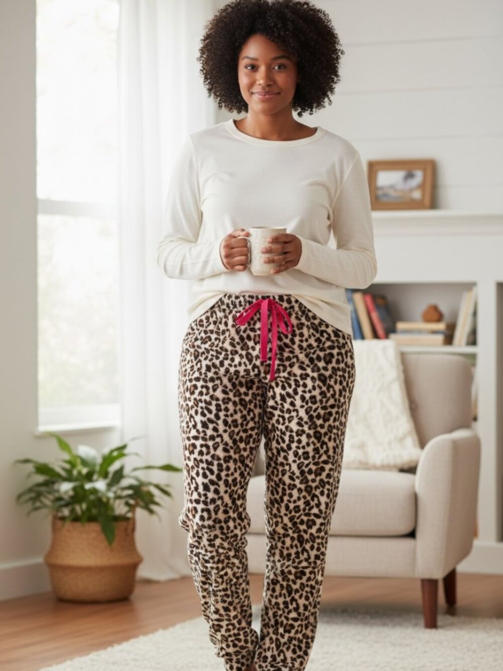 Bobbie Brooks Sleepwear Leopard Print Fleece Pajama Pants 1X EUC